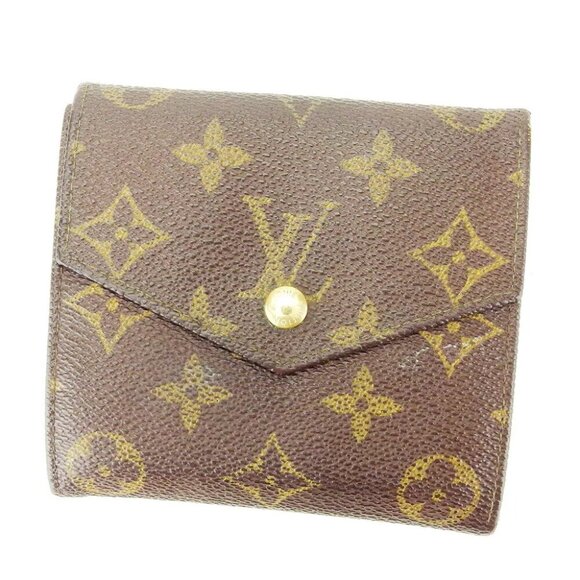Louis Vuitton W Hook Wallet Monogram Beige Monogram Canvas Authentic USED T10339 - Picture 1 of 8